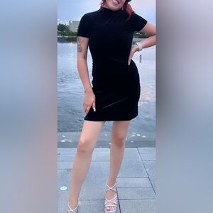 Forever 21 Black Velvet Mini Dress (open back)
